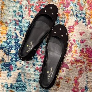 Kate Spade | ♠️ | Marlee Black Suede Flats with Sparkle Studs | Sz 8.5